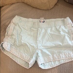Women's Striped Shorts with Lace Trim
